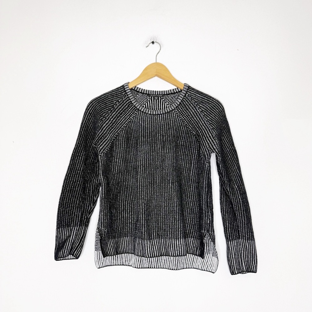 Eileen Fisher Black White Organic Cotton Ribbed Sweater Size Small